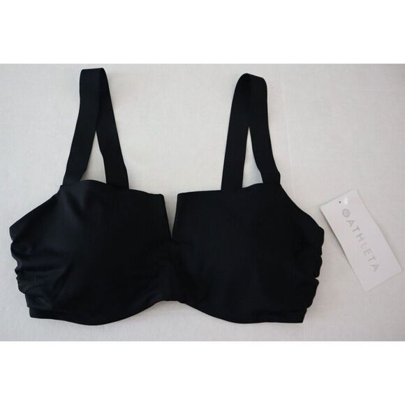 Athleta Women's Sz 38 B/C Black Square Neck V Underwired Bra Cup Bikini Top - Picture 1 of 9